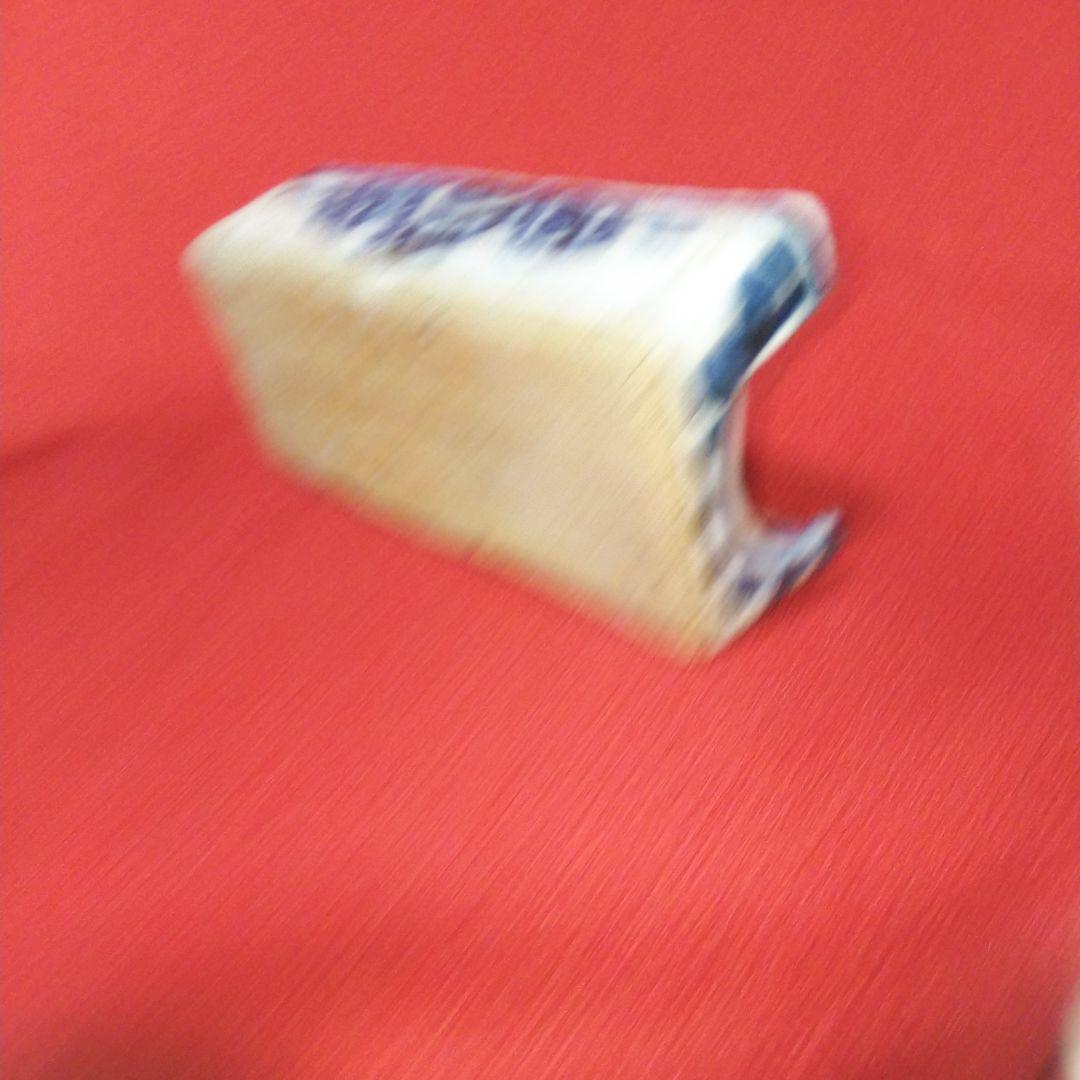 明治時代 レンゲ置き 山水絵柄