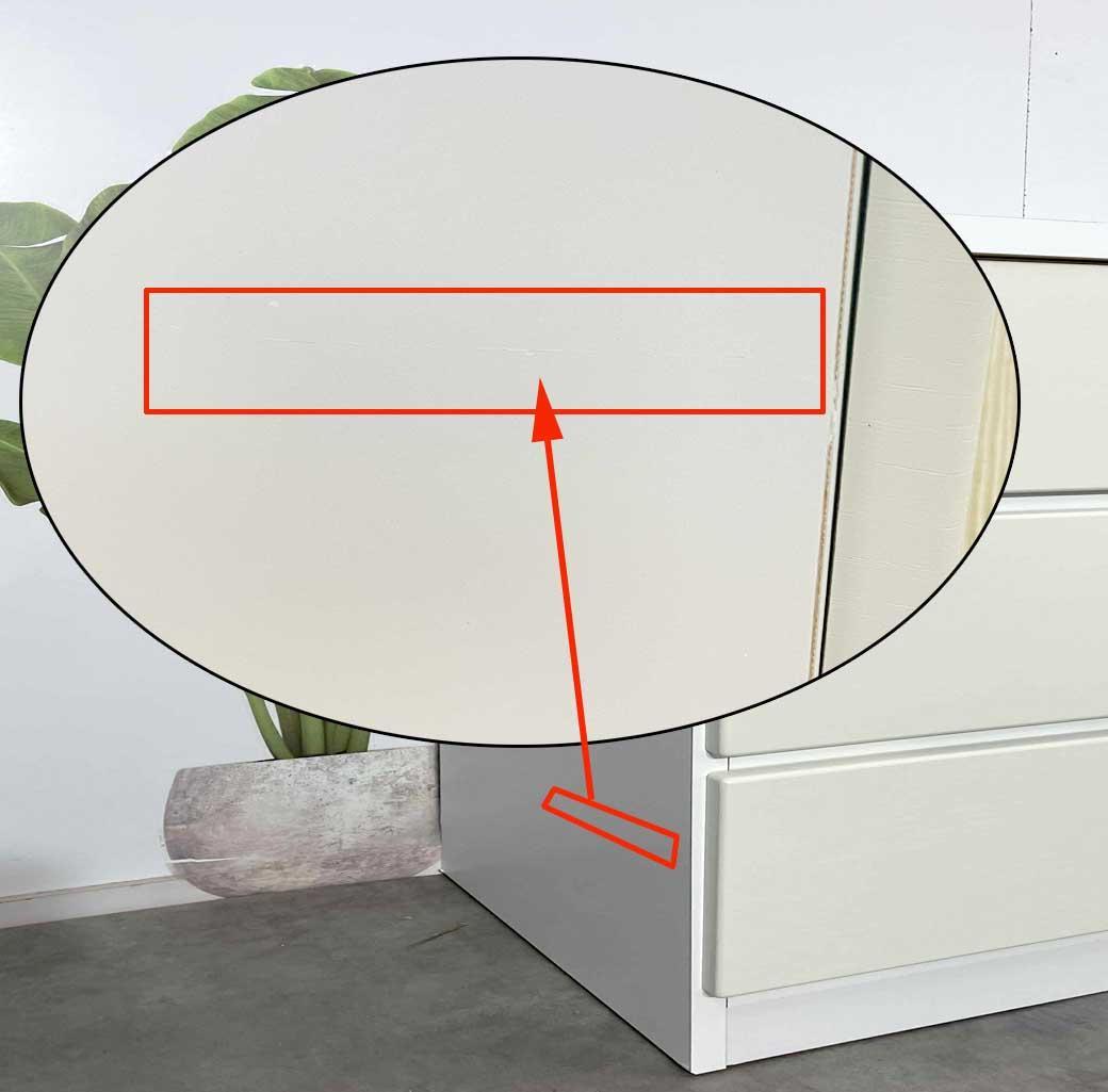 幅120 ローチェスト 引き出し収納レール付6段チェスト大川家具 傷あり