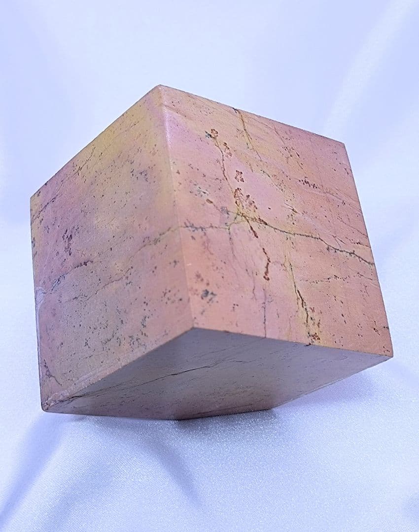 ピクチャージャスパー　キューブ　六面体　ピンク　イエロー　6㎝角　精神安定