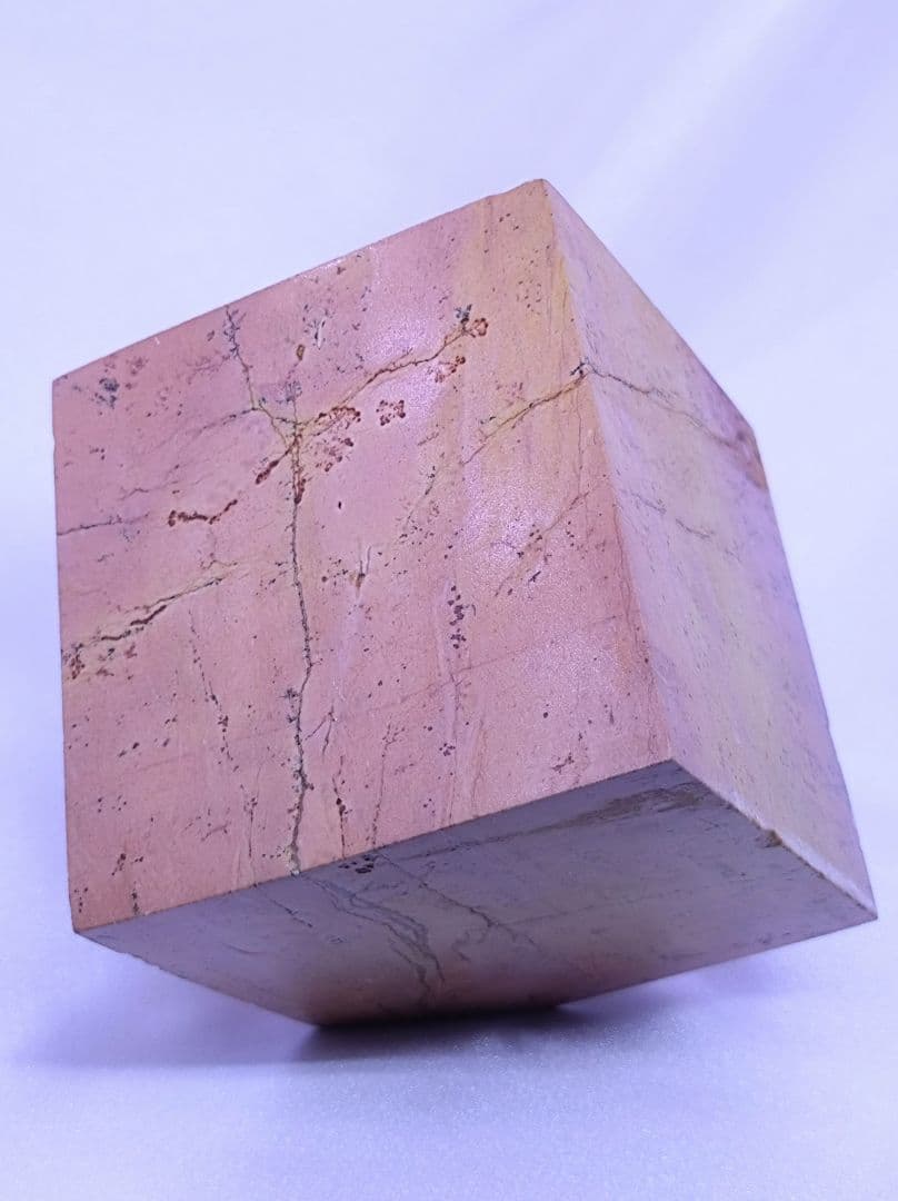 ピクチャージャスパー　キューブ　六面体　ピンク　イエロー　6㎝角　精神安定