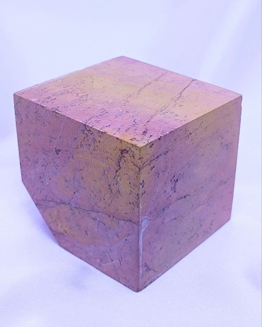 ピクチャージャスパー　キューブ　六面体　ピンク　イエロー　6㎝角　精神安定