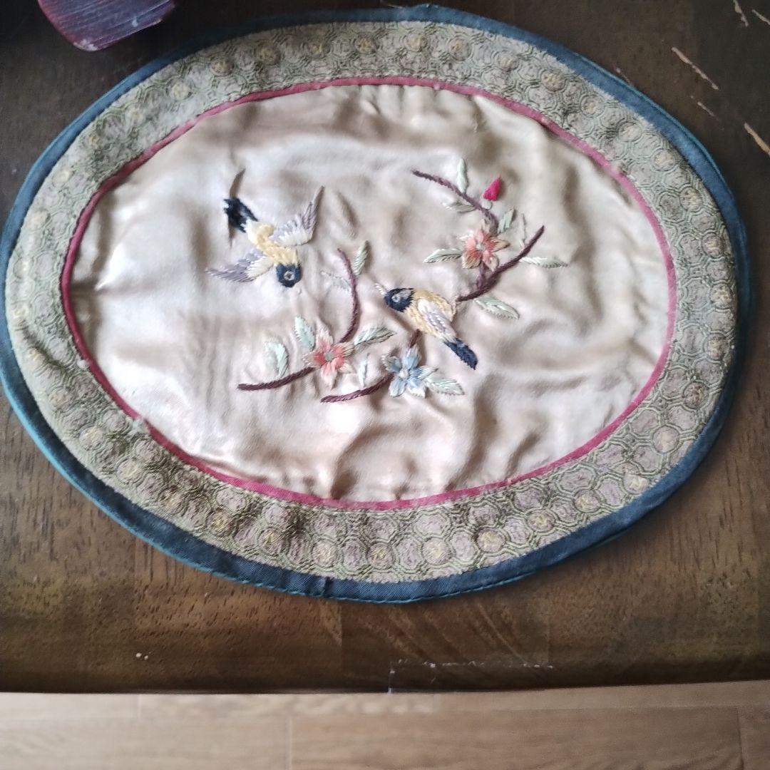 レトロ沖縄　シーサー置物　二体セットと鳥柄シート