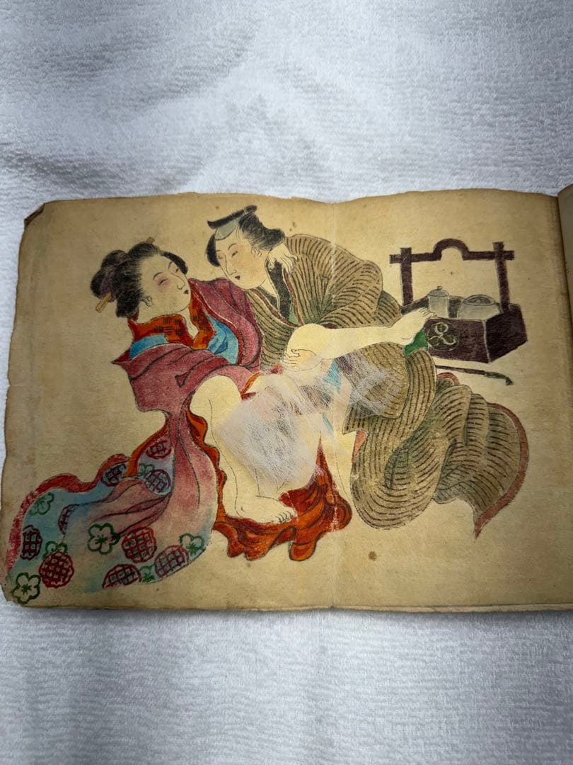 春画　10面　床枕　◆昭和3年製春本 枕絵 秘戯 美人画