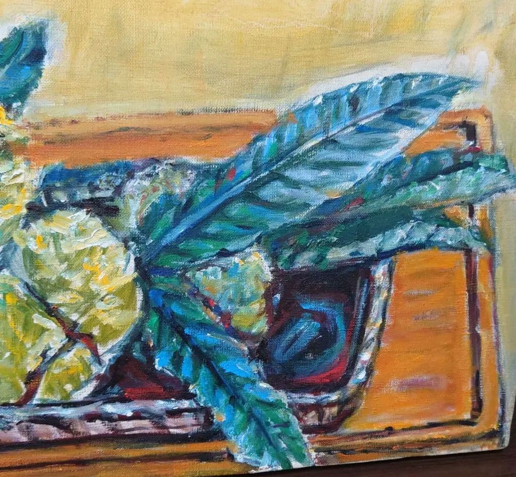 菅村武次郎作の静物画《栗と水差し》