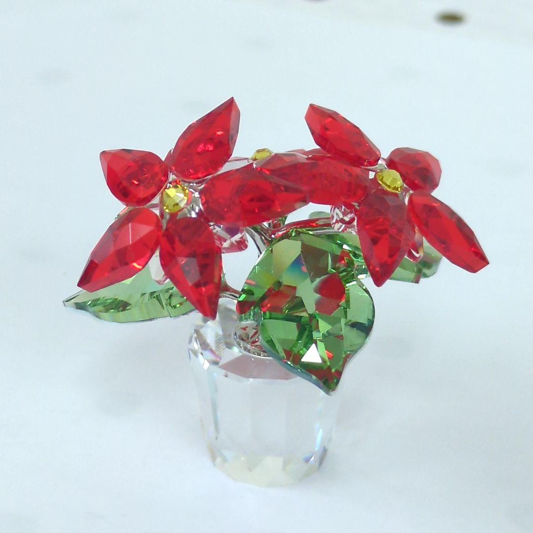 スワロフスキー ポインセチ 置物 ラインストーン 【極美品】