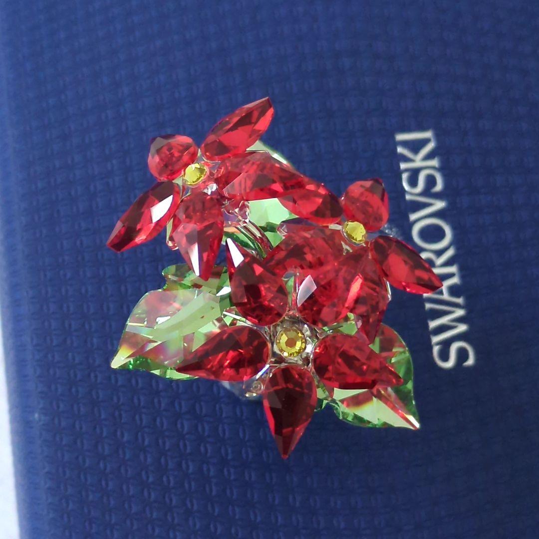 スワロフスキー ポインセチ 置物 ラインストーン 【極美品】