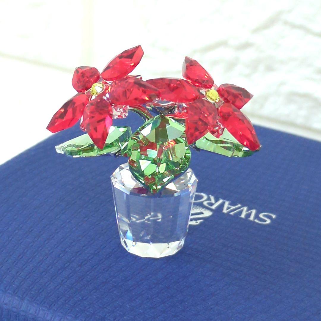 スワロフスキー ポインセチ 置物 ラインストーン 【極美品】