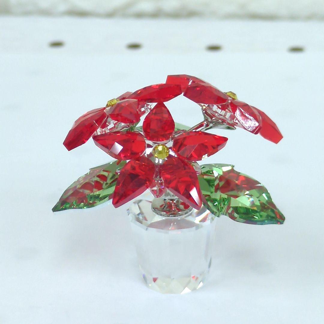 スワロフスキー ポインセチ 置物 ラインストーン 【極美品】