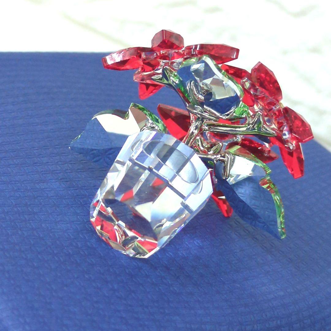 スワロフスキー ポインセチ 置物 ラインストーン 【極美品】