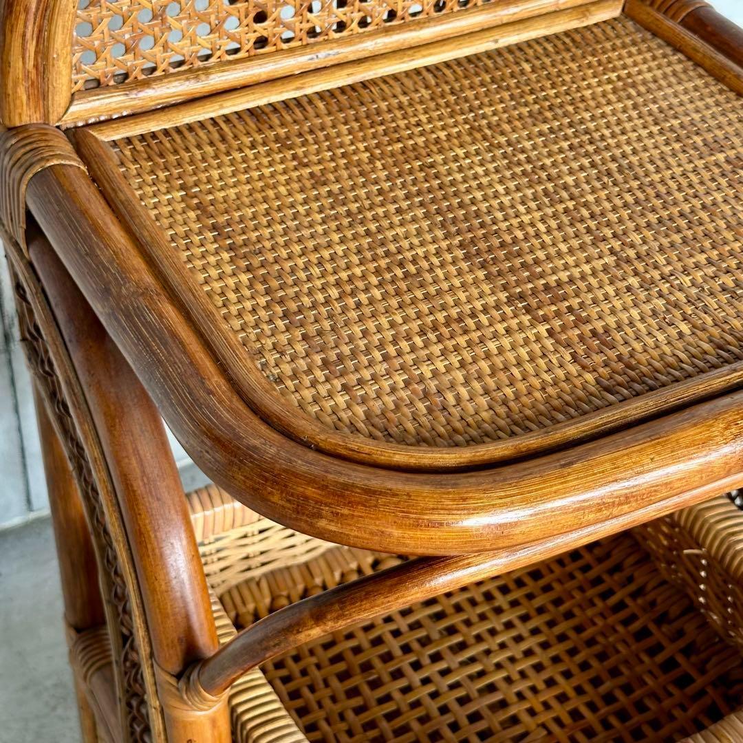 ✦ アンティーク調 ラタンキャビネット ✦ 2段バスケット付き収納ラック