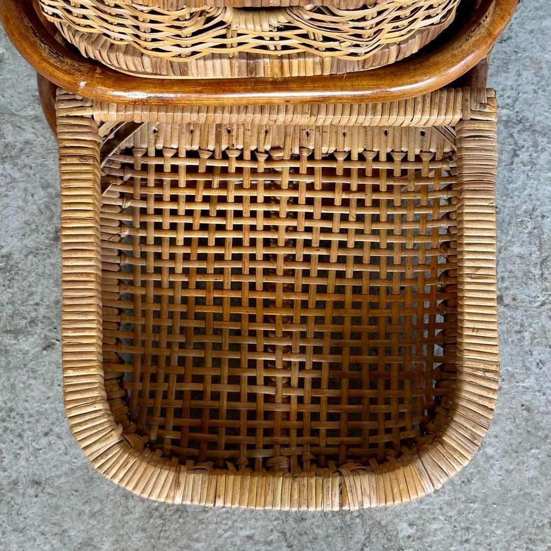 ✦ アンティーク調 ラタンキャビネット ✦ 2段バスケット付き収納ラック