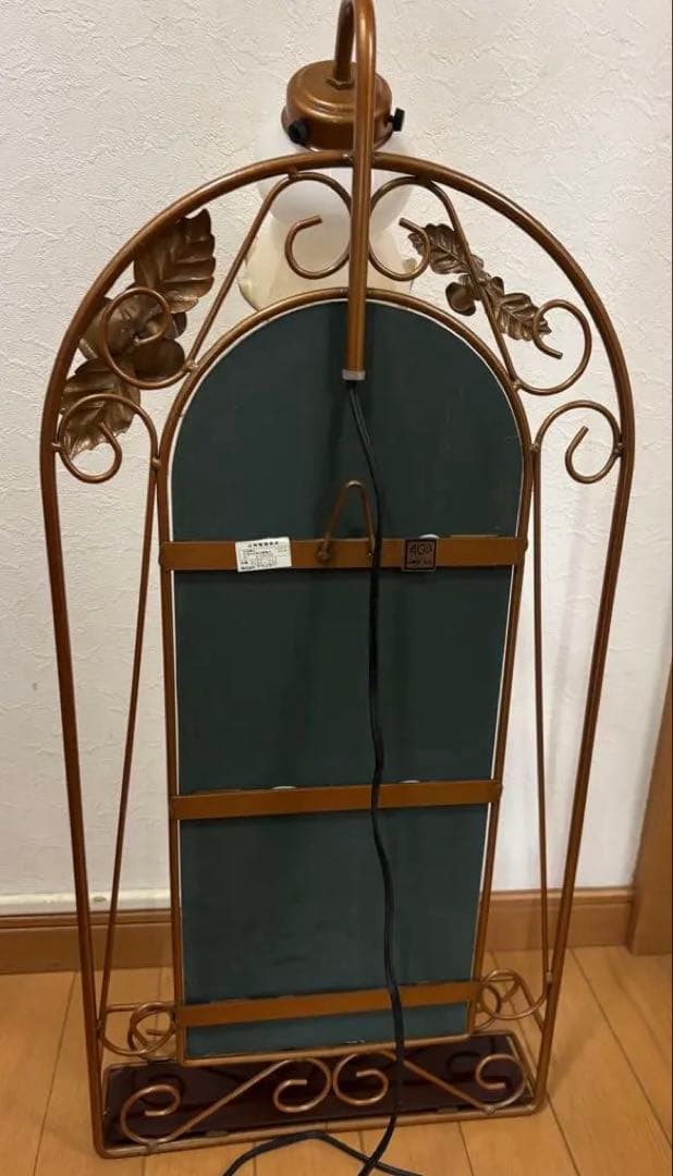 アンティーク調 照明付き ウォールミラー アイアンフレーム