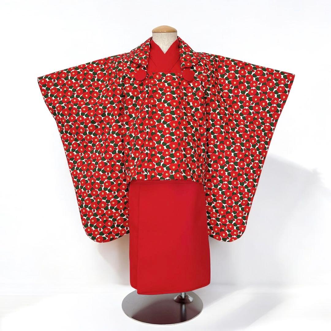 ［つばき］3歳 七五三 ꕤ 袖付被布着物4点セット