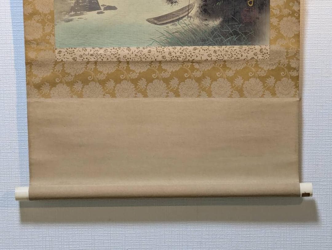 真作】掛軸 渓谷幽景図 霧に煙る山水画 山水に佇む静寂の情景 合箱入