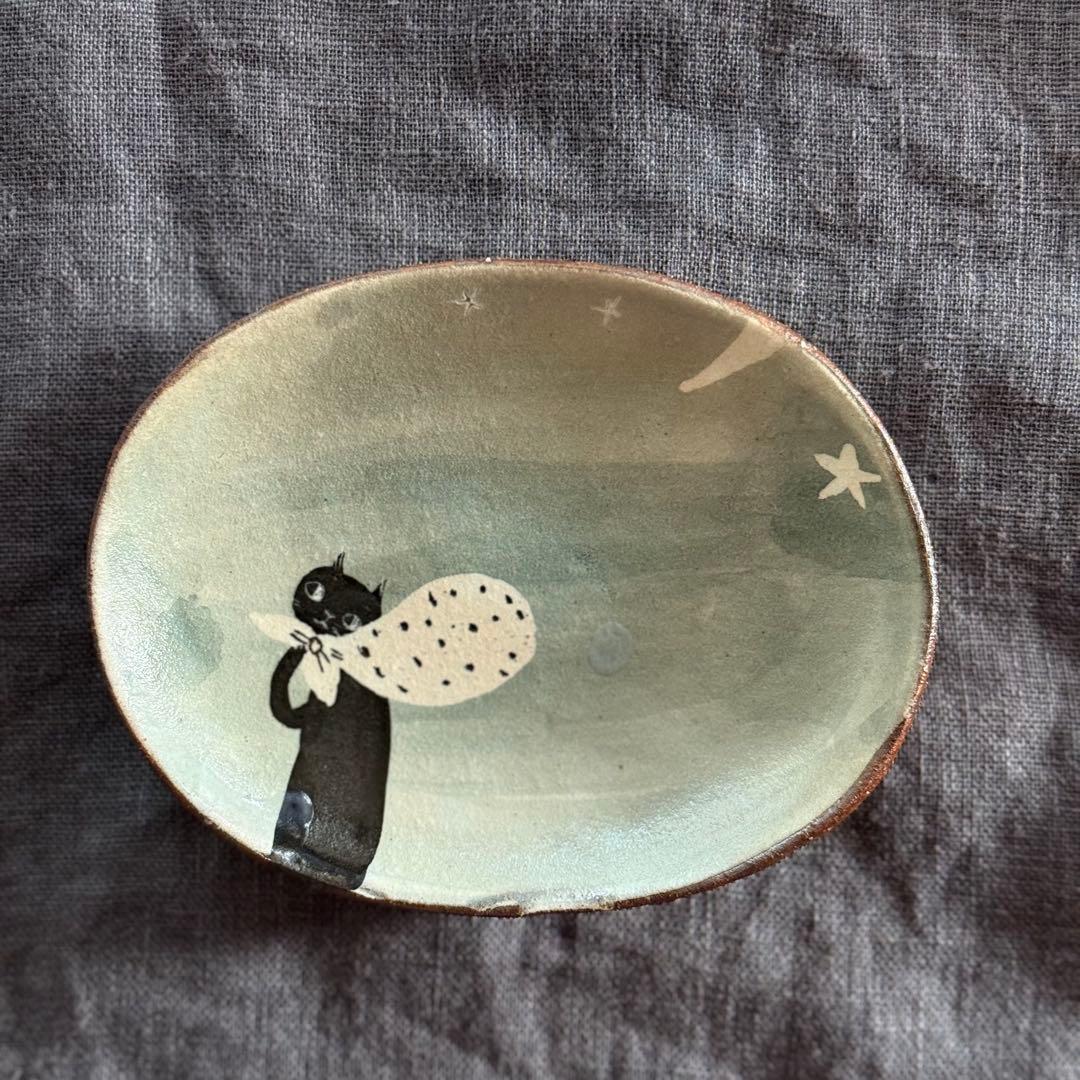 激レア一点もの　大谷桃子さん黒猫の柄違い小皿4点揃え
