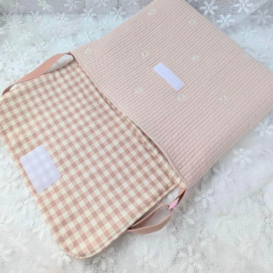 図書袋 絵本バッグ 通園バッグ ショルダー ヌビ ねこちゃん刺繍リボン