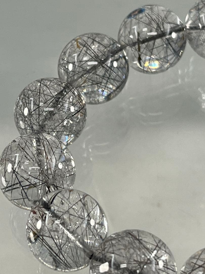 BRY0886☆men'sブラックルチル16㎜玉ブレスレット☆高品質天然石　美品