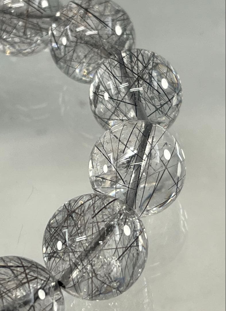 BRY0886☆men'sブラックルチル16㎜玉ブレスレット☆高品質天然石　美品