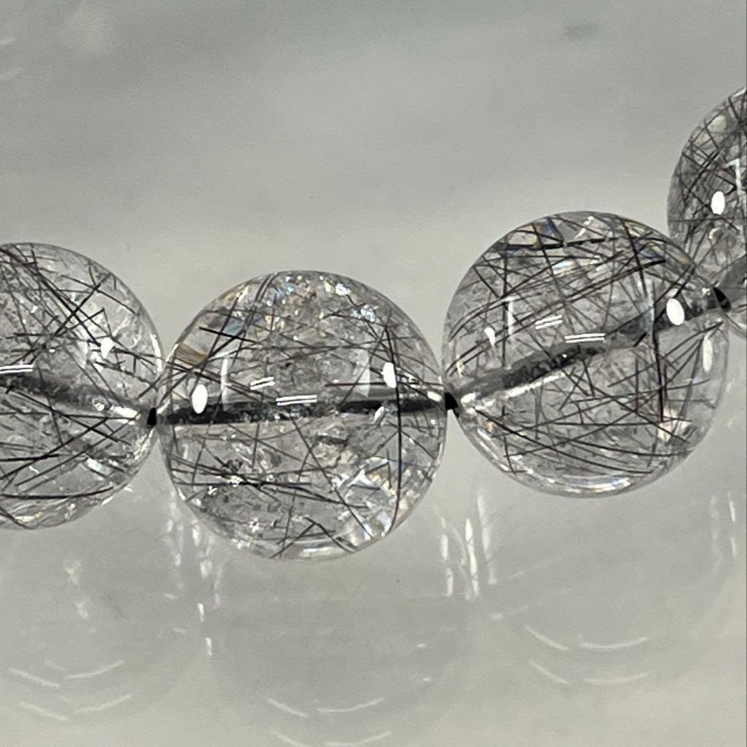 BRY0886☆men'sブラックルチル16㎜玉ブレスレット☆高品質天然石　美品