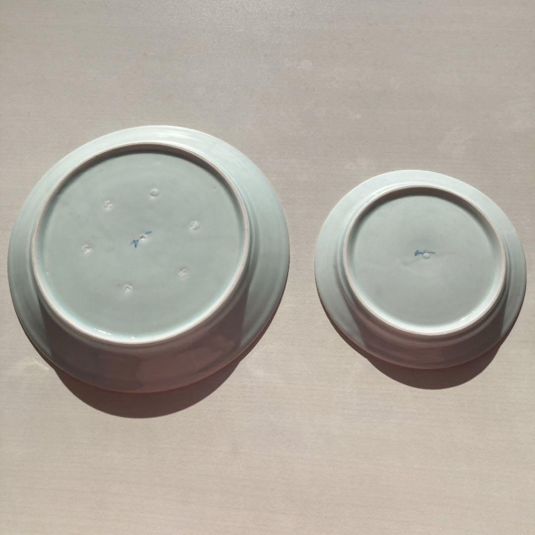 宮岡麻衣子　リムプレート　計8枚　染付洋花文皿