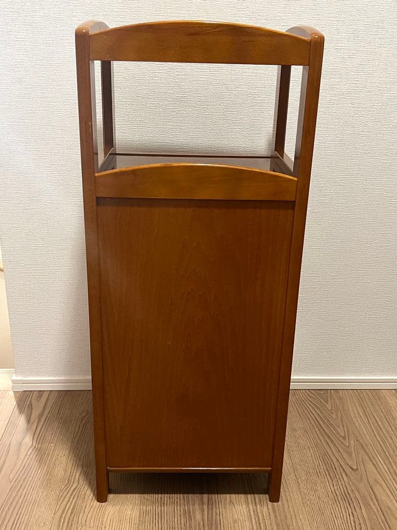 オールドカリモク 電話台 サイドキャビネット ラタン扉 木製 収納棚 昭和レトロ