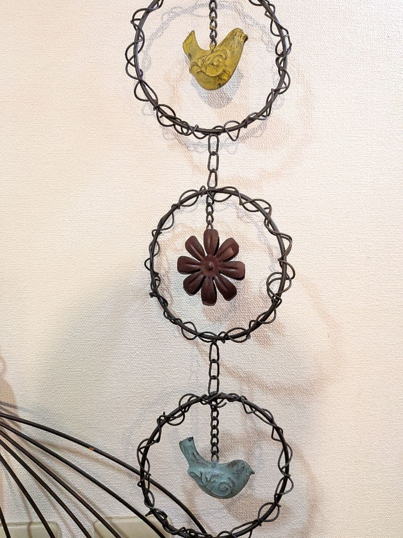 アイアンワイヤー　リングベル タオルハンガー　鳥のモビール　3点セット