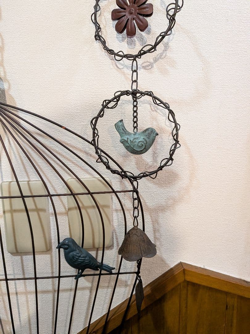 アイアンワイヤー　リングベル タオルハンガー　鳥のモビール　3点セット