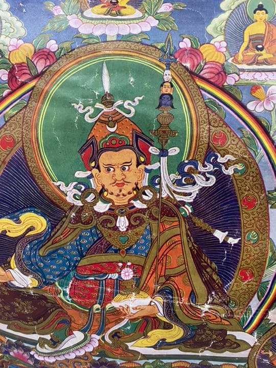 チベット　タンカ　グルリンポチエの仏画