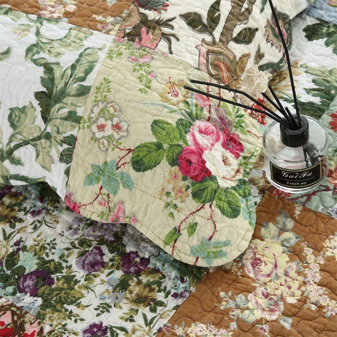 キルトベッドカバー3点セット綿マルチカバー キルティング 520