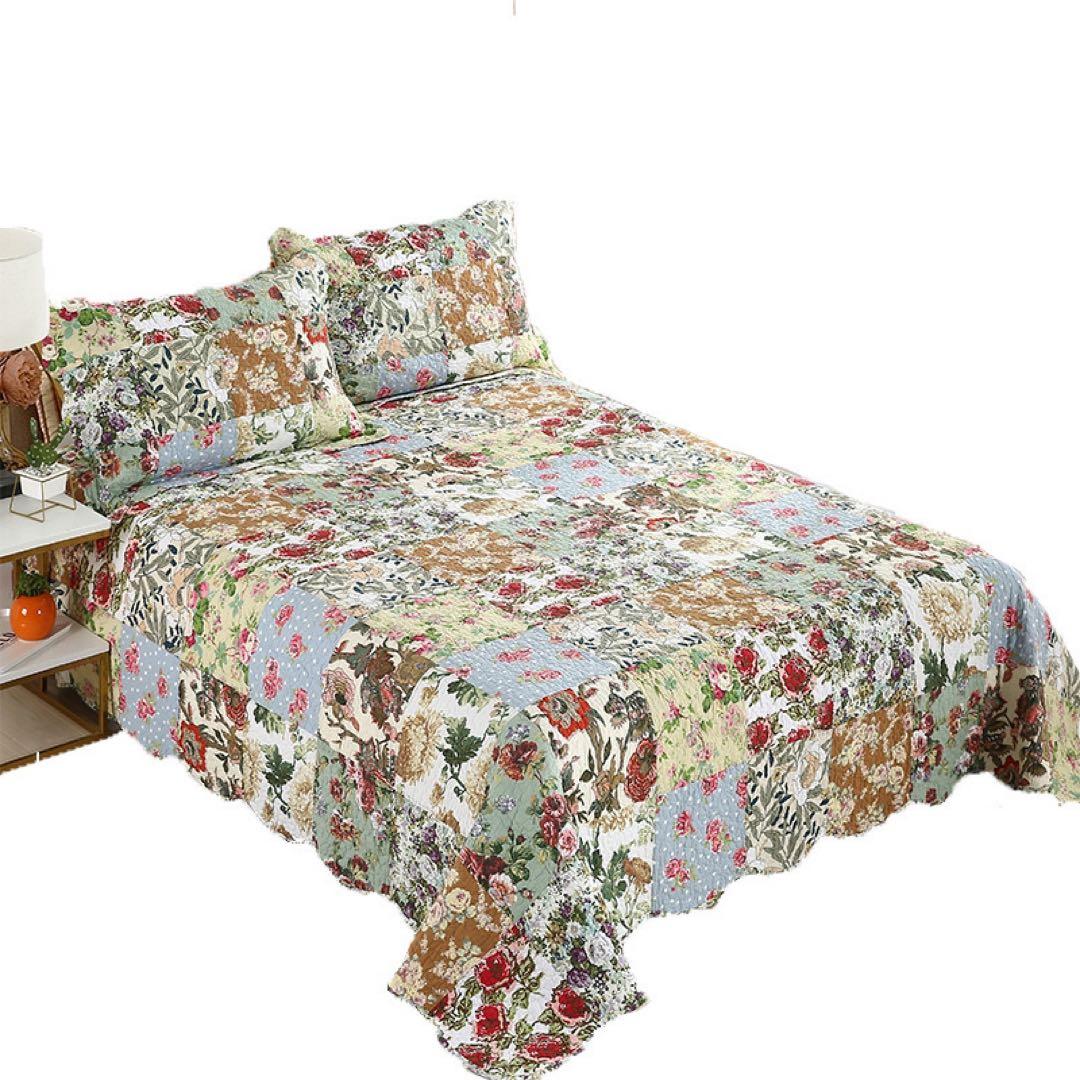 キルトベッドカバー3点セット綿マルチカバー キルティング 520