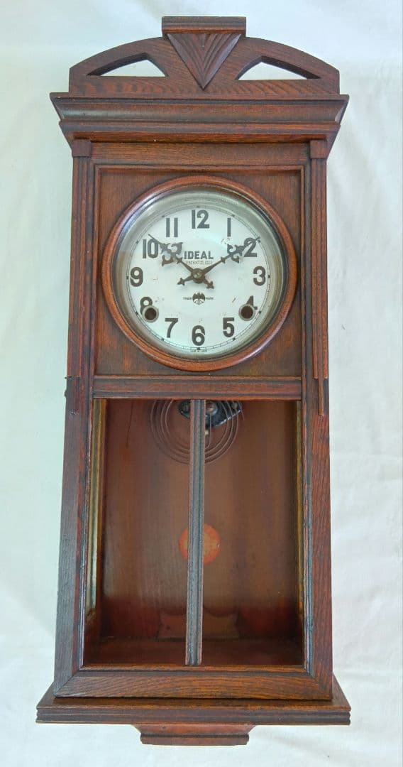 IDEAL　木製掛時計　ゼンマイ式振り子時計　レトロ　小栗時計製造所　骨董