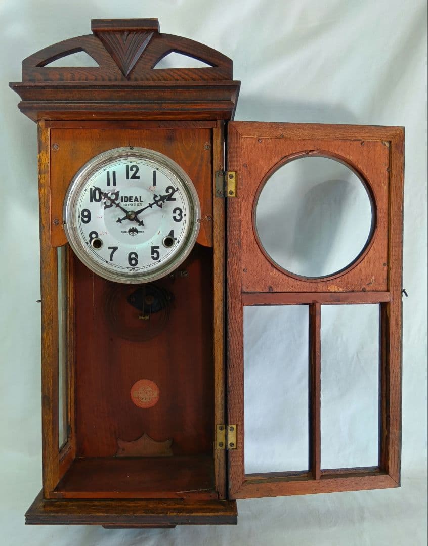 IDEAL　木製掛時計　ゼンマイ式振り子時計　レトロ　小栗時計製造所　骨董