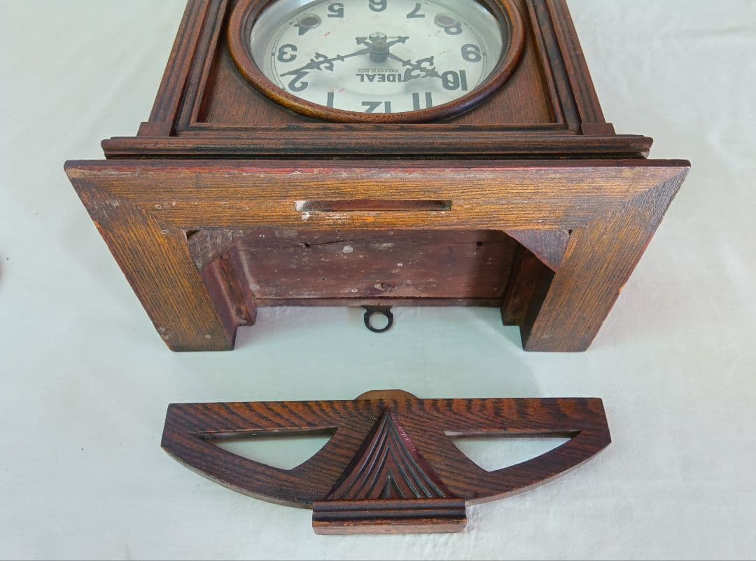 IDEAL　木製掛時計　ゼンマイ式振り子時計　レトロ　小栗時計製造所　骨董