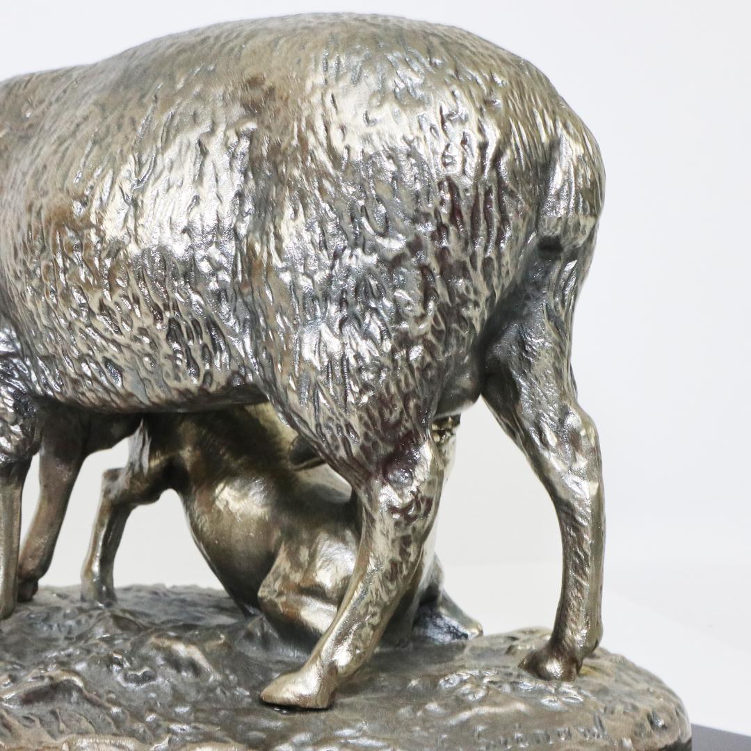 EMILE LIENARD エミール レナード　白銅製　羊　置物　栞　共箱