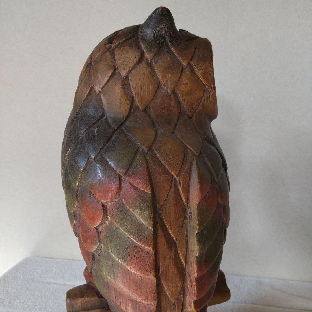 ふくろう 高さ41㎝ 3kg 木彫り 置物 一刀彫