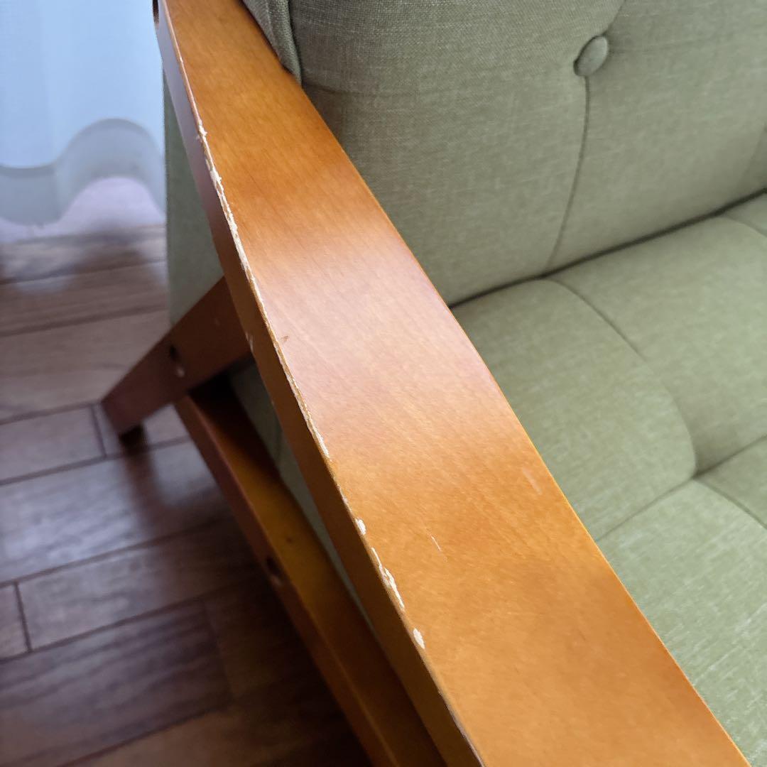 美品】ニトリ 1人掛けソファ ダイニングチェア ルッキ 天然木フレーム