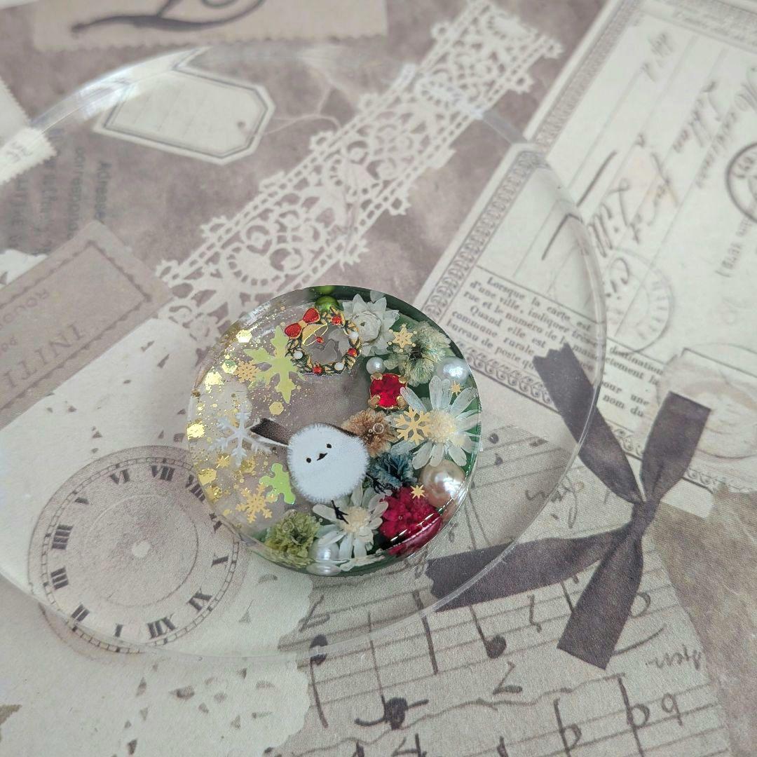 ＃344 クリスマスカラー✴シマエナガ✴レジンヘアゴムキーホルダーブローチ