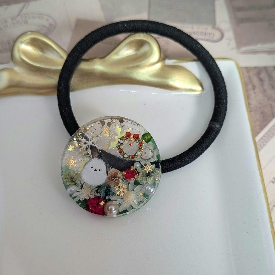 ＃344 クリスマスカラー✴シマエナガ✴レジンヘアゴムキーホルダーブローチ