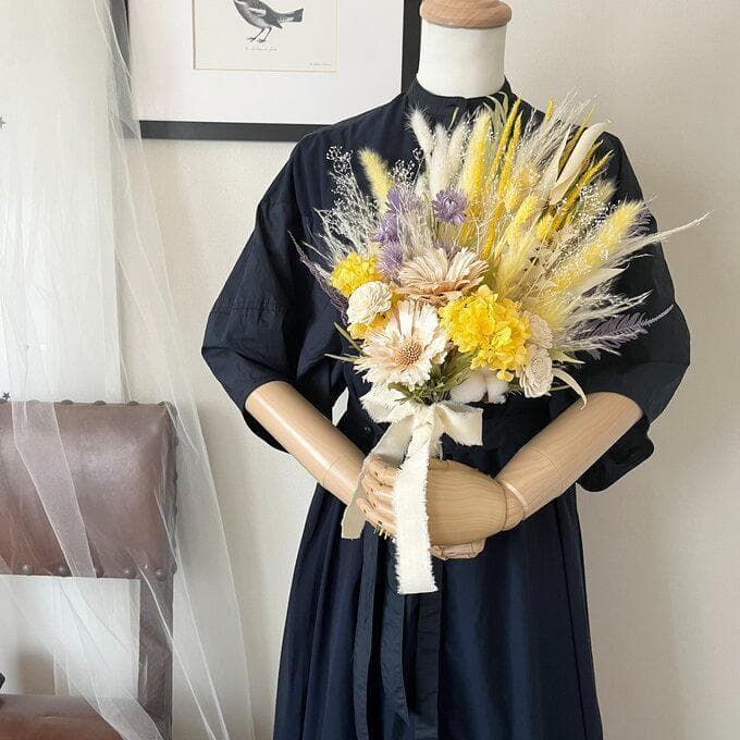 きらめく木洩れ日のレモンイエロースワッグ （ブーケ）・ Lふっくらタイプ