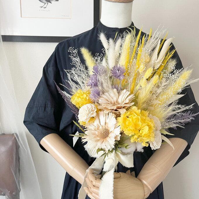 きらめく木洩れ日のレモンイエロースワッグ （ブーケ）・ Lふっくらタイプ