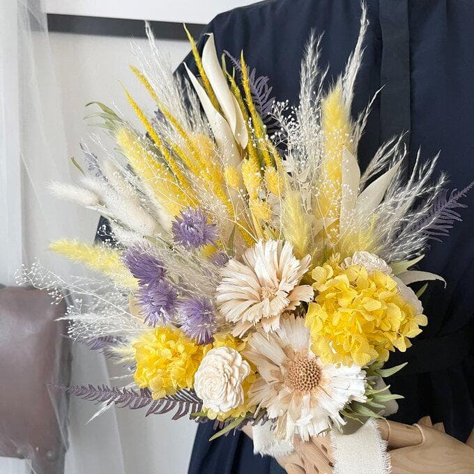 きらめく木洩れ日のレモンイエロースワッグ （ブーケ）・ Lふっくらタイプ