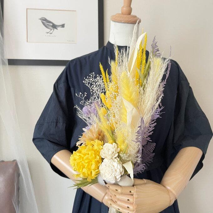 きらめく木洩れ日のレモンイエロースワッグ （ブーケ）・ Lふっくらタイプ