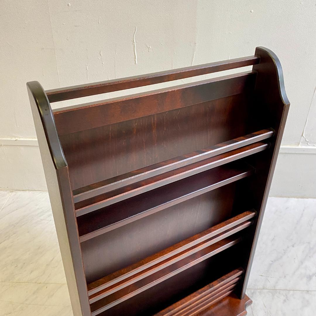 北海道民芸家具 木製ダークブラウンマガジンラック ラック 美品