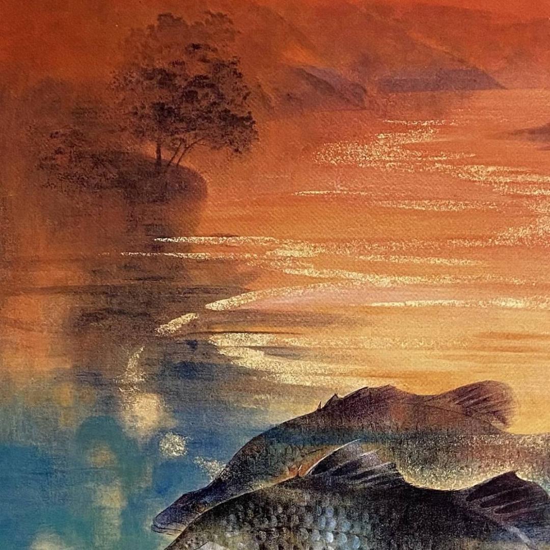 片岡宣久、【想・アカメウオ】、希少な額装用画集より、新品額装付