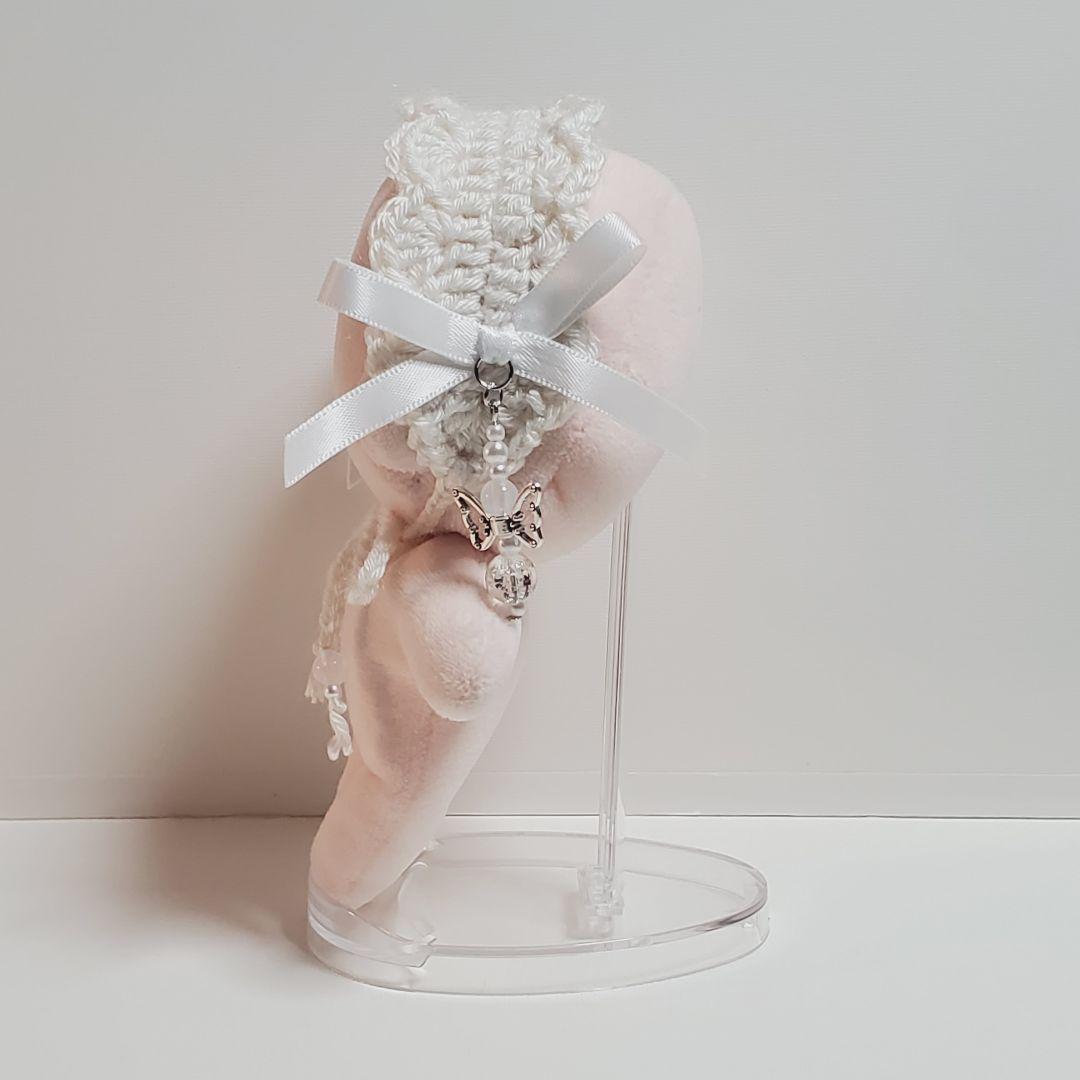 ぬい用ヘッドドレス 15cm 白 シンプル リボン ハンドメイド (24