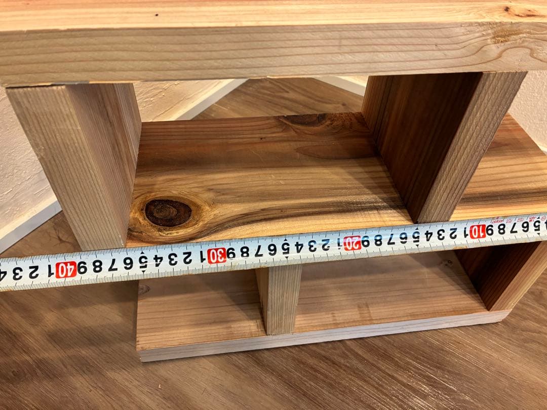 杉 無垢材 2段ラック 幅約390mm 無塗装 飾り棚 ディスプレイ棚 - メルカリ