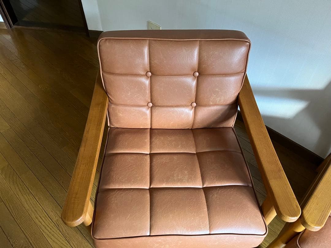 手渡し限定　ブラウン 2人掛け1人掛けソファ ３点セット　レトロモダンソファ