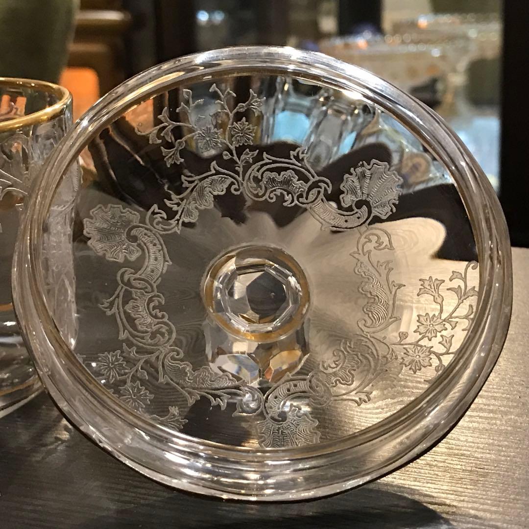 極稀少サンルイSt Louis★クレオCleoクリスタルシュガーボウル★金彩装飾