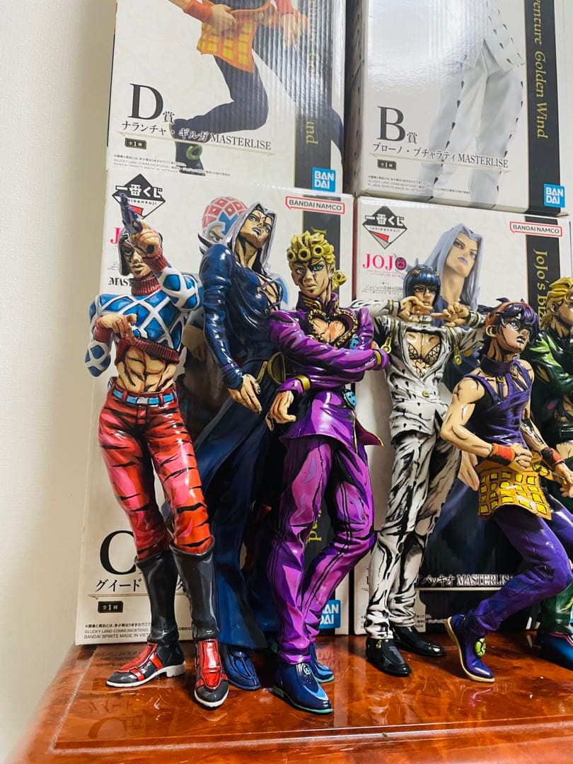 一番くじ　ジョジョの奇妙な冒険　ブチャラティ チーム二次元彩色、箱台座有