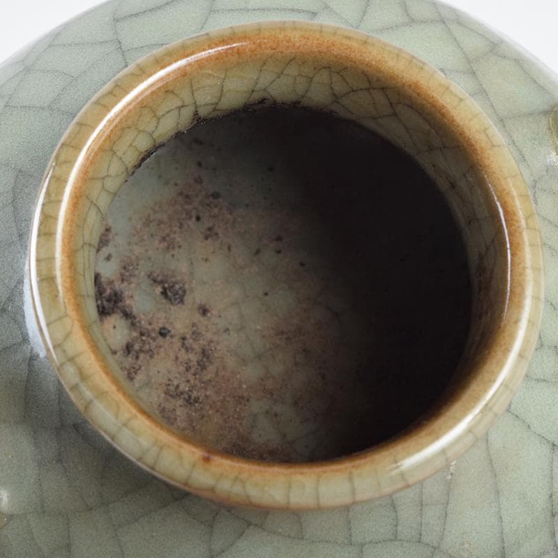 中国 哥釉 青磁 氷裂文 双耳香炉 C 9106